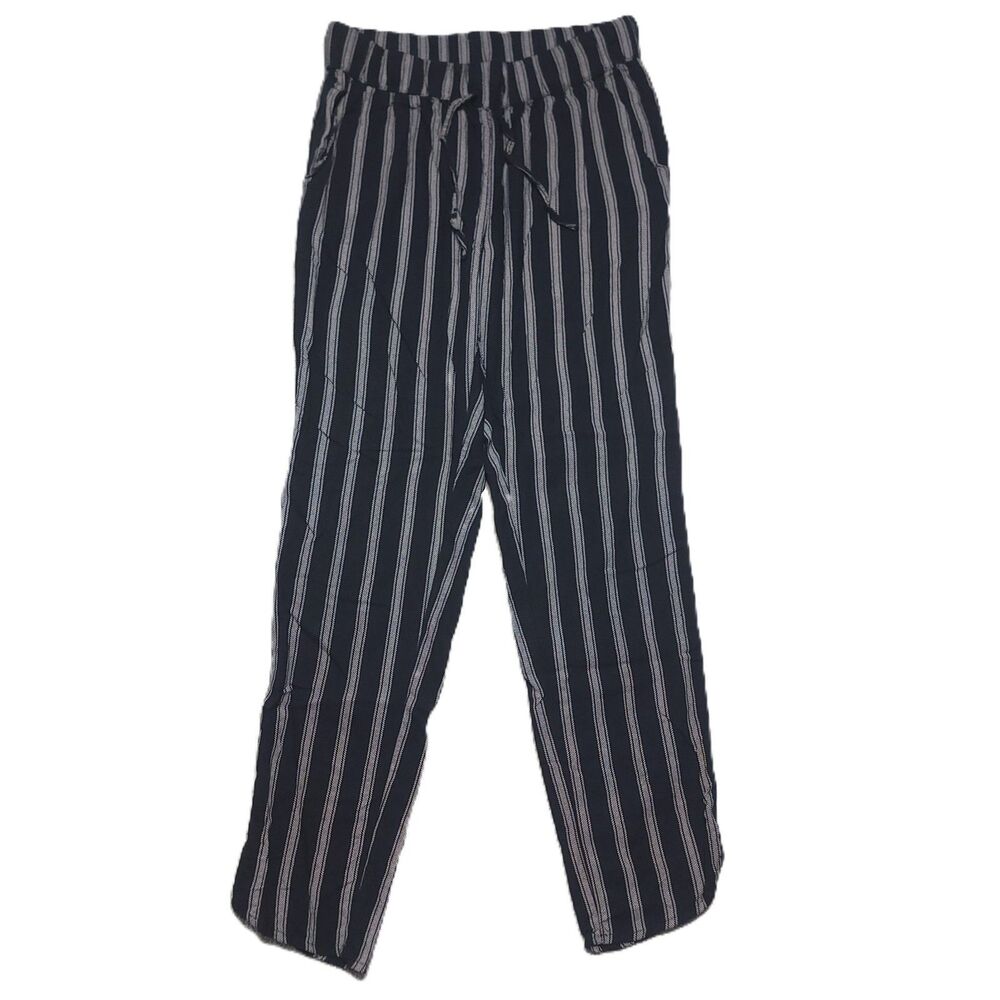 American Eagle Jogger Pants Women S Drawstring Stretch Striped Mid Rise